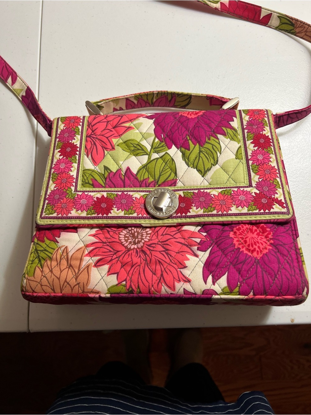 Vera Bradley Floral Quilted Crossbody - Pink, Green & Cream
